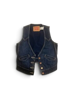 Levi's Dark Blue Denim Vest - Classic Button Front